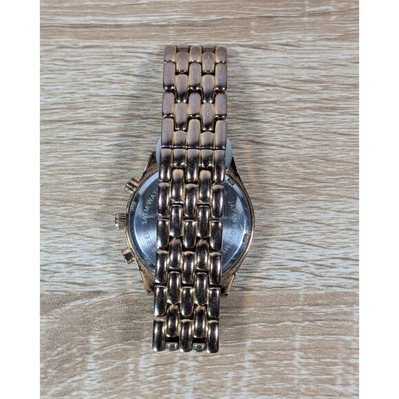 Stauer Women’s Gold Tone Chronograph Watch Rhinestone Bezel Quartz Date